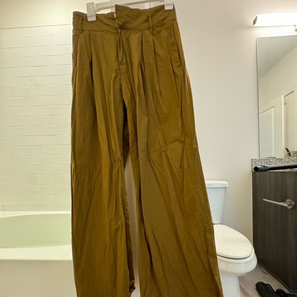 Olive Linen/Cargo Flare Pants